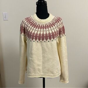 Madewell Sweater Women’s Medium Cream Fair Isle Keaton Pullover Cotton Alpaca